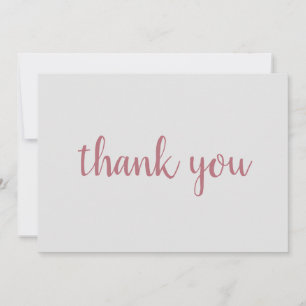 Rose Gold Elegant Modern Plain Handwriting Thank You Card