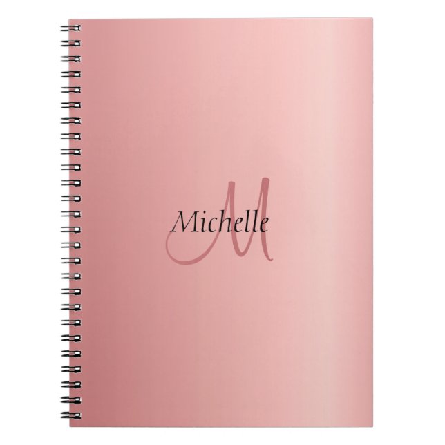 Rose Gold Elegant Monogram Modern Template Notebook (Front)