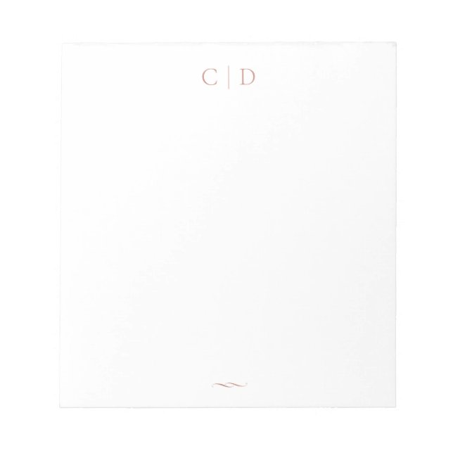 Rose Gold Elegant Monogram Personalised Stationery Notepad (Front)