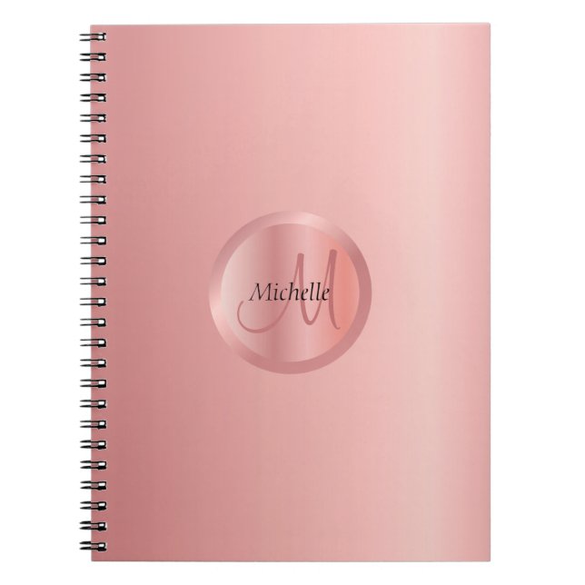 Rose Gold Elegant Monogram Template Trendy Notebook (Front)