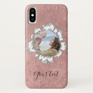 Rose Gold Elegant Personalised Photo Text iPhone X Case