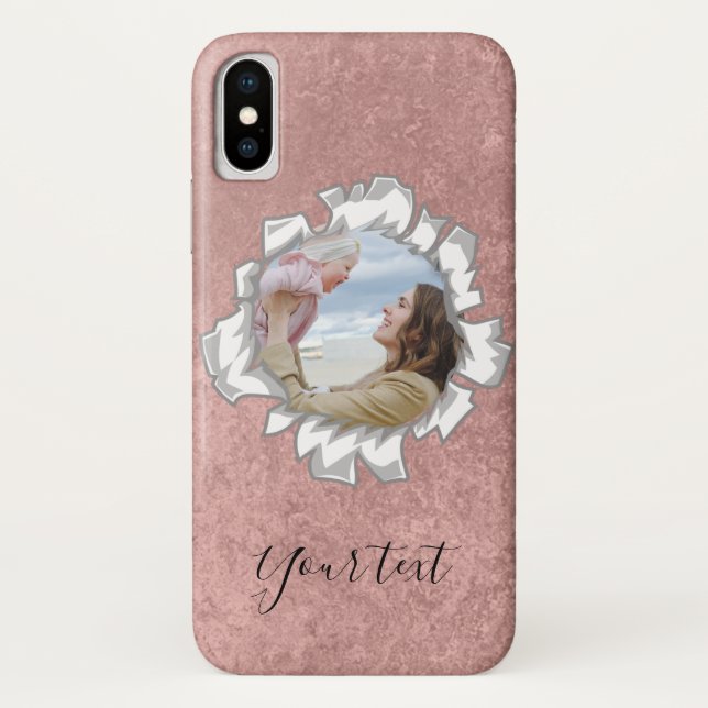 Rose Gold Elegant Personalised Photo Text Case-Mate iPhone Case (Back)