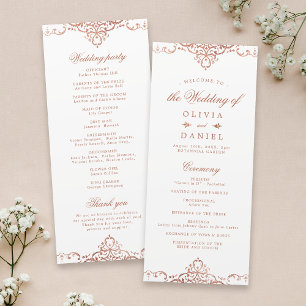 Rose gold elegant romantic ornate vintage wedding program