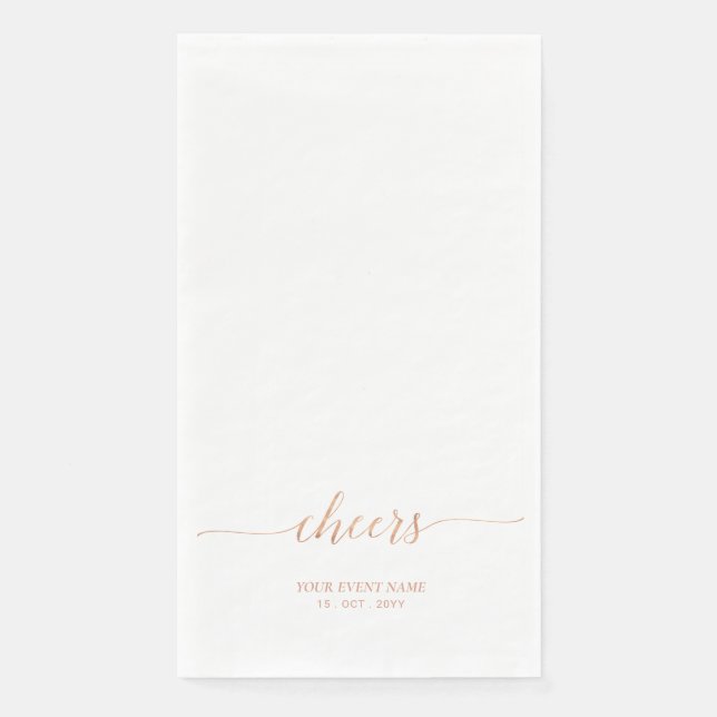 Rose gold Elegant Stylish Lettering Cheers Event Napkin (Front)