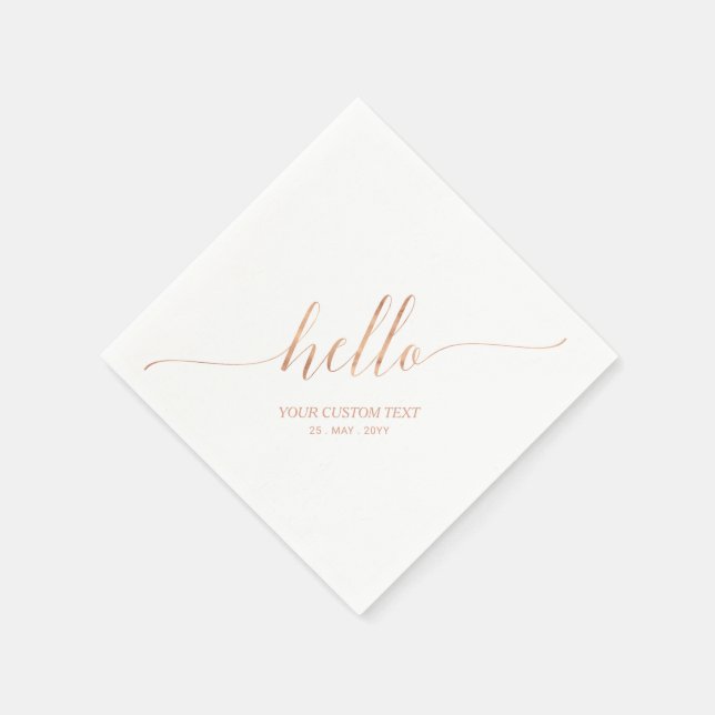 Rose Gold | Elegant Stylish Lettering Hello Party Napkin (Corner)