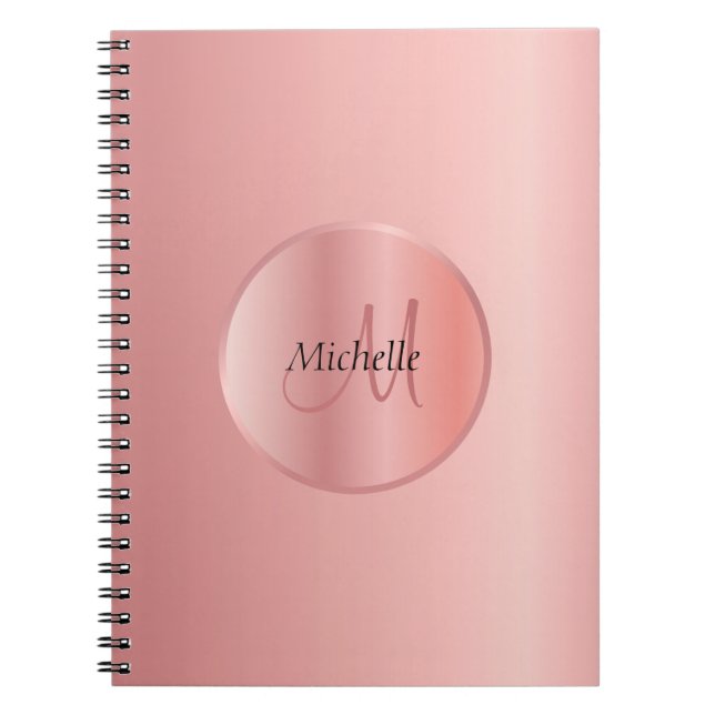 Rose Gold Elegant Template Monogrammed Notebook (Front)