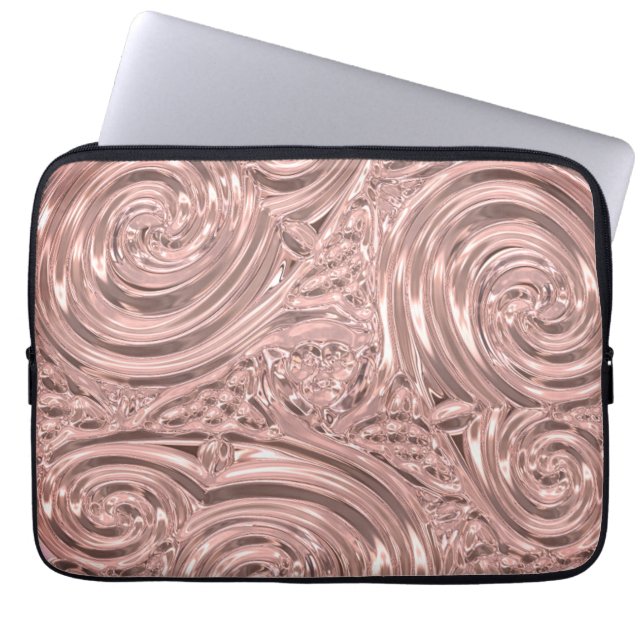 Rose gold elegant victorian laptop sleeve (Front)