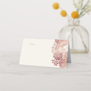 Rose gold elegant vintage lace wedding place cards