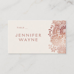 Rose gold elegant vintage lace wedding place cards