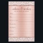 Rose Gold Elegant Wedding Advice Wishes<br><div class="desc">This elegant advice card is great for bridal showers and wedding receptions,  and features faux rose gold glitter damask at the top and bottom,  with an elegant rose gold blush pink gradient background. Find many more matching products in the collection.</div>