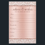 Rose Gold Elegant Wedding Advice Wishes<br><div class="desc">This elegant advice card is great for bridal showers and wedding receptions,  and features faux rose gold glitter damask at the top and bottom,  with an elegant rose gold blush pink gradient background. Find many more matching products in the collection.</div>