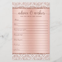 Rose Gold Elegant Wedding Advice Wishes 