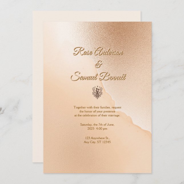 Rose Gold Elegant Wedding Invitation (Front/Back)