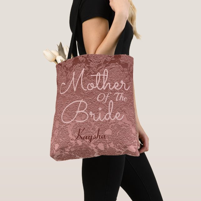 Rose Gold Elegant Wedding Mother Of The Bride Tote Bag (Close Up)