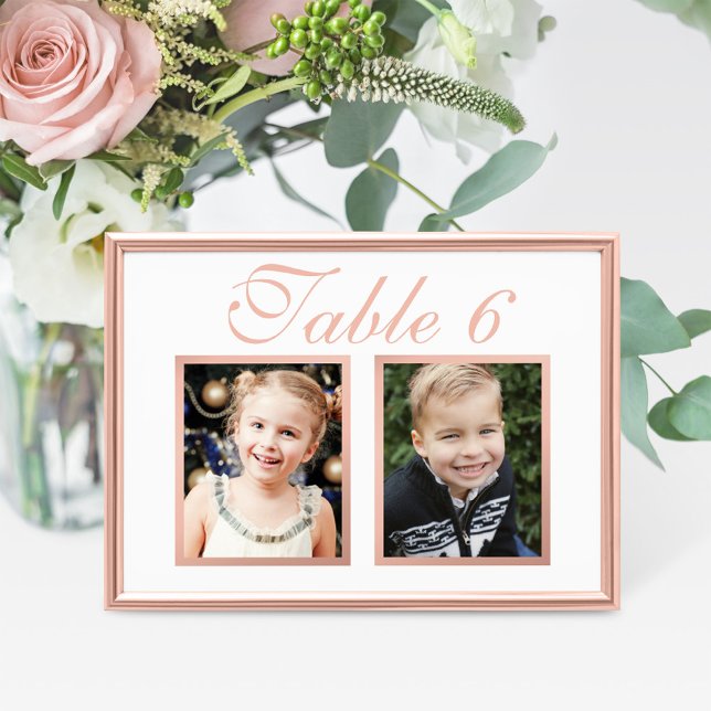 Rose Gold Elegant Wedding Photo Table Number (Creator Uploaded)