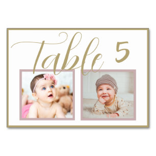 Rose Gold Elegant Wedding Photo Table Number