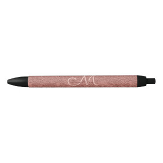 Rose Gold Elegant Wedding Reception Monogram Black Ink Pen