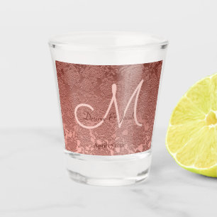 Rose Gold Elegant Wedding Reception Monogram Shot Glass