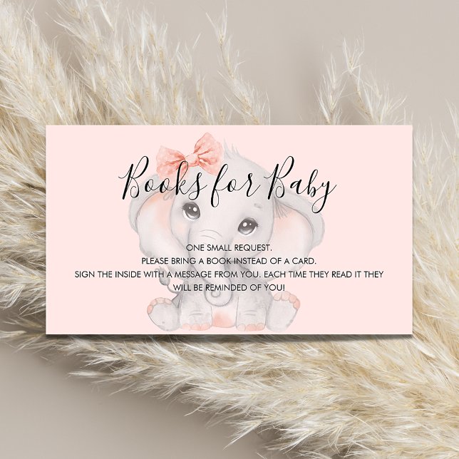 Rose gold elephant girl baby shower book request enclosure card (Creator Uploaded)