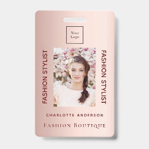 Rose gold employee photo ID badge