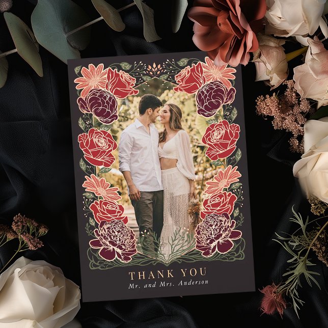 Rose Gold Enchanted Garden Wedding Thank You Card (Creator Uploaded)