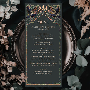 Rose Gold Enchanted Gothic Raven Wedding Flat Menu