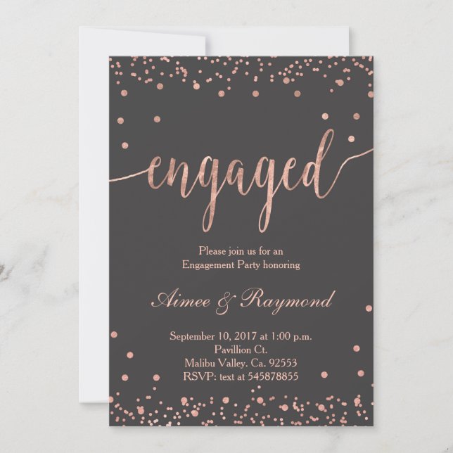 Rose Gold Engagement Party Invitation (Front)