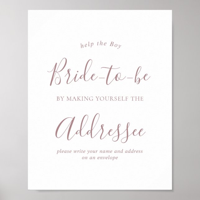 Rose Gold Envelope Address Shower Sign (Front)