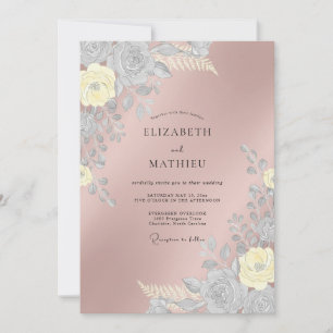 Rose Gold Ethereal Floral Wedding Invitation