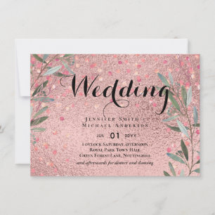 Rose Gold Eucalyptus Leaves Foil Look WEDDING