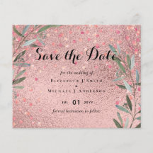 Rose Gold Eucalyptus Leaves Foil Look WEDDING