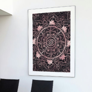 Rose Gold Eye Mandala Black Design Poster