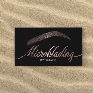 Rose Gold Eyebrow Salon Microblading Typography Business Card