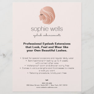 Rose Gold EyeLash Extensions and False Lash Girl Flyer