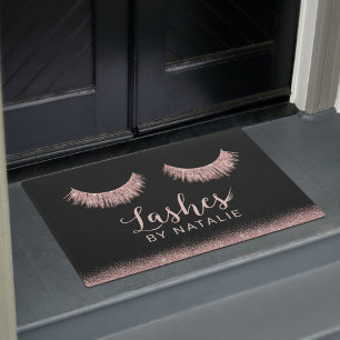 Rose Gold Eyelash Extensions Beauty Salon Doormat