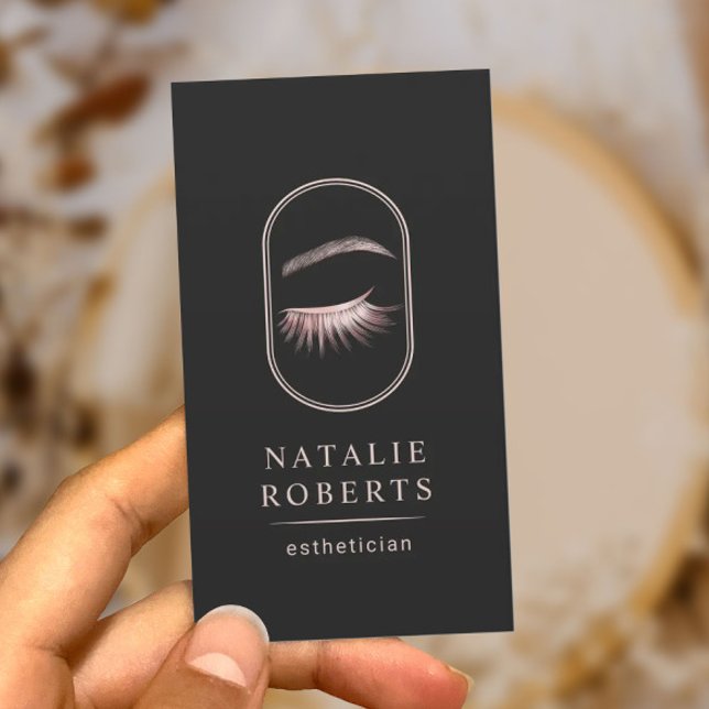 Rose Gold Eyelash Logo Makeup Artist Aesthetician Business Card (Creator Uploaded)