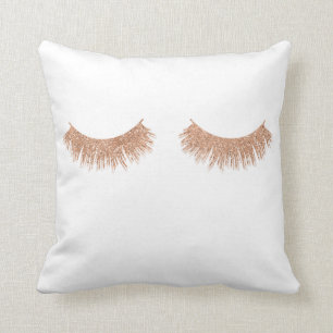 Rose Gold Eyelashes Beauty Throw Pillow