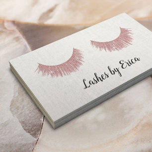 Rose Gold Eyelashes Extensions Lashes Artist Linen Business Card