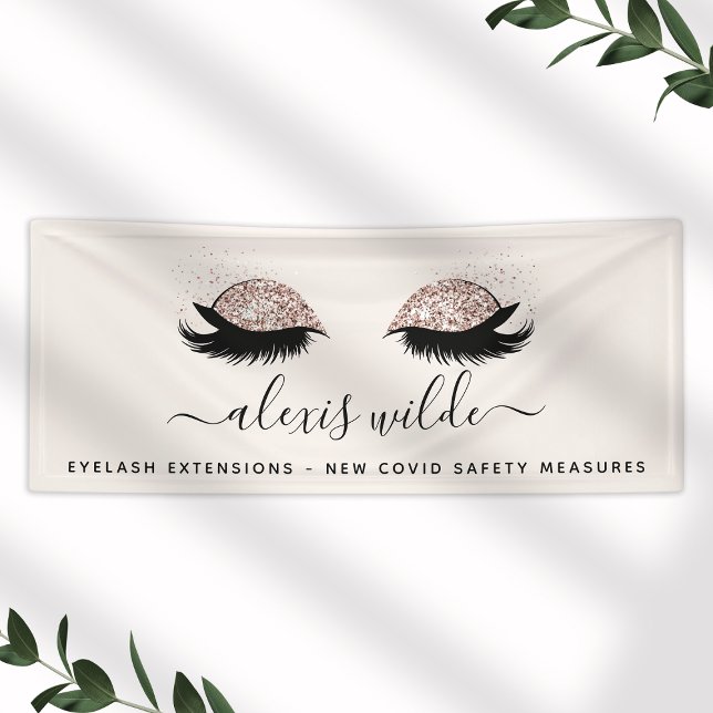 Rose Gold Eyelashes Salon Business Banner (Creator Uploaded)