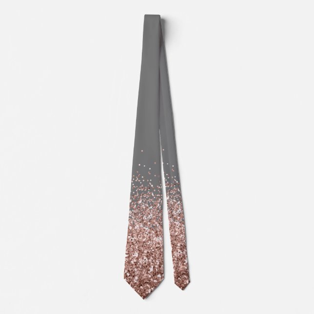 Rose Gold Fading Waterfall Ombre Glitter look Tie (Front)