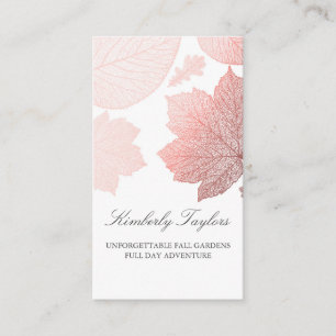 Rose Gold Fall Leaves Elegant Modern Garden Business Card
