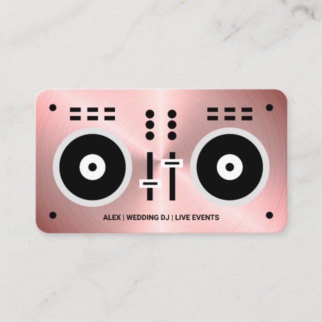 Rose Gold Faux DJ Controller Business Card (Front)