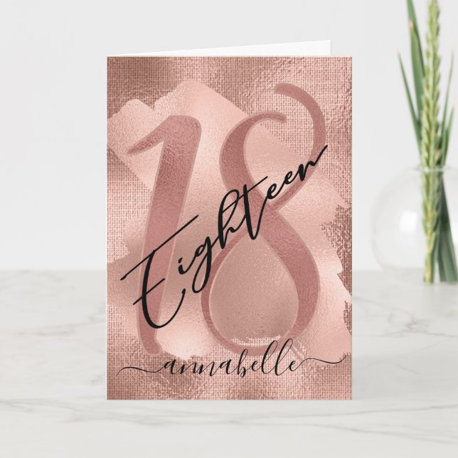 Rose Gold Faux Foil 18th Birthday Card (Front)