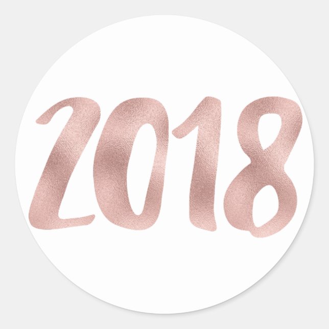 Rose gold faux foil 2018 stickers, round, small classic round sticker (Front)