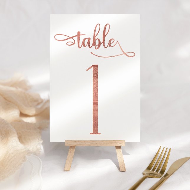 Rose gold faux foil 3.5x5 table number | Table 1 (Creator Uploaded)