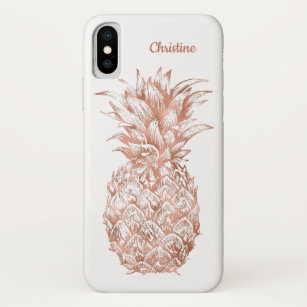 Rose Gold Faux Foil Cute Elegant Stylish Pineapple Case-Mate iPhone Case