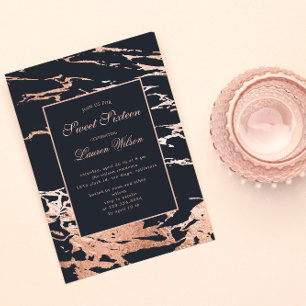Rose Gold Faux Foil Marble Sweet Sixteen Invitation