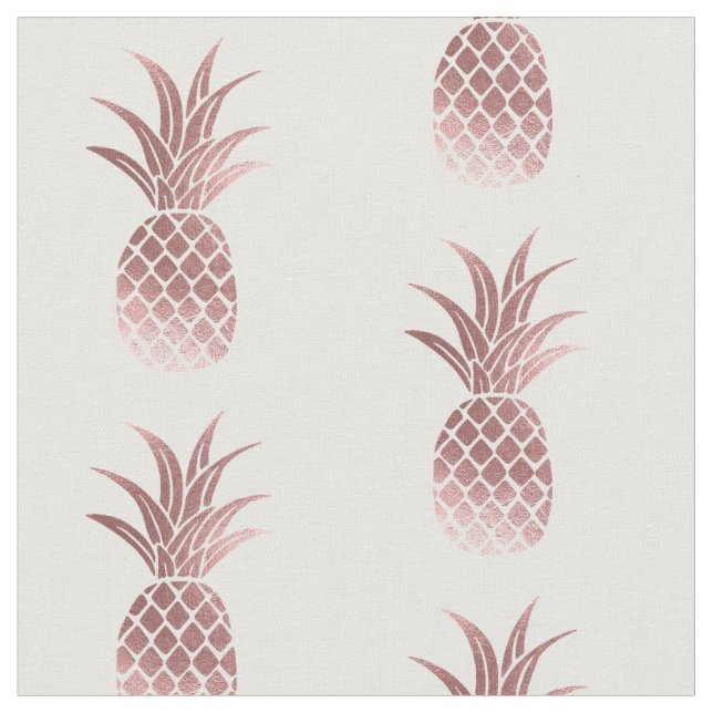 Rose Gold Faux Foil Pineapple Fabric (Close Up)