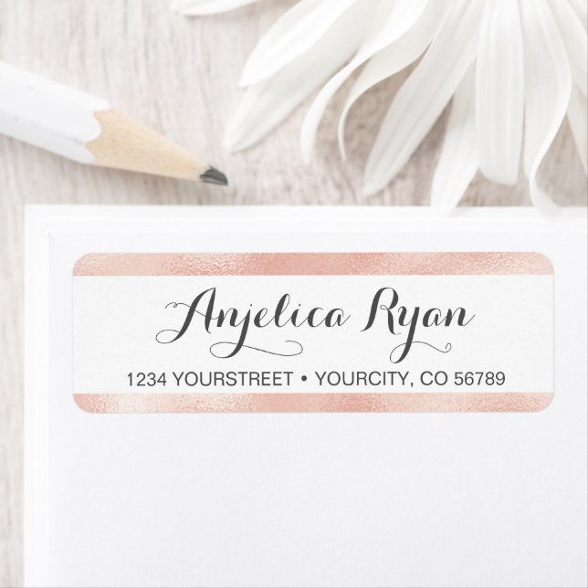 Rose Gold Faux Foil Return Address Label (Insitu)