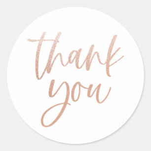 Rose gold faux foil thank you stickers